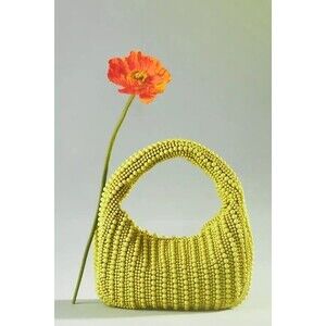 Anthropologie Tate Beaded Handbag Green Lime NEW